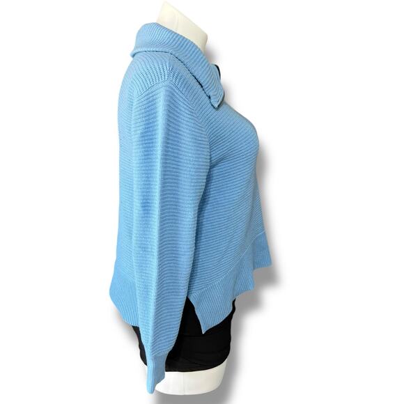 Sonoma Womens Knit Sweater Pullover Quarter Zip High Collar Relaxed Fit Blue 0X - Picture 3 of 9